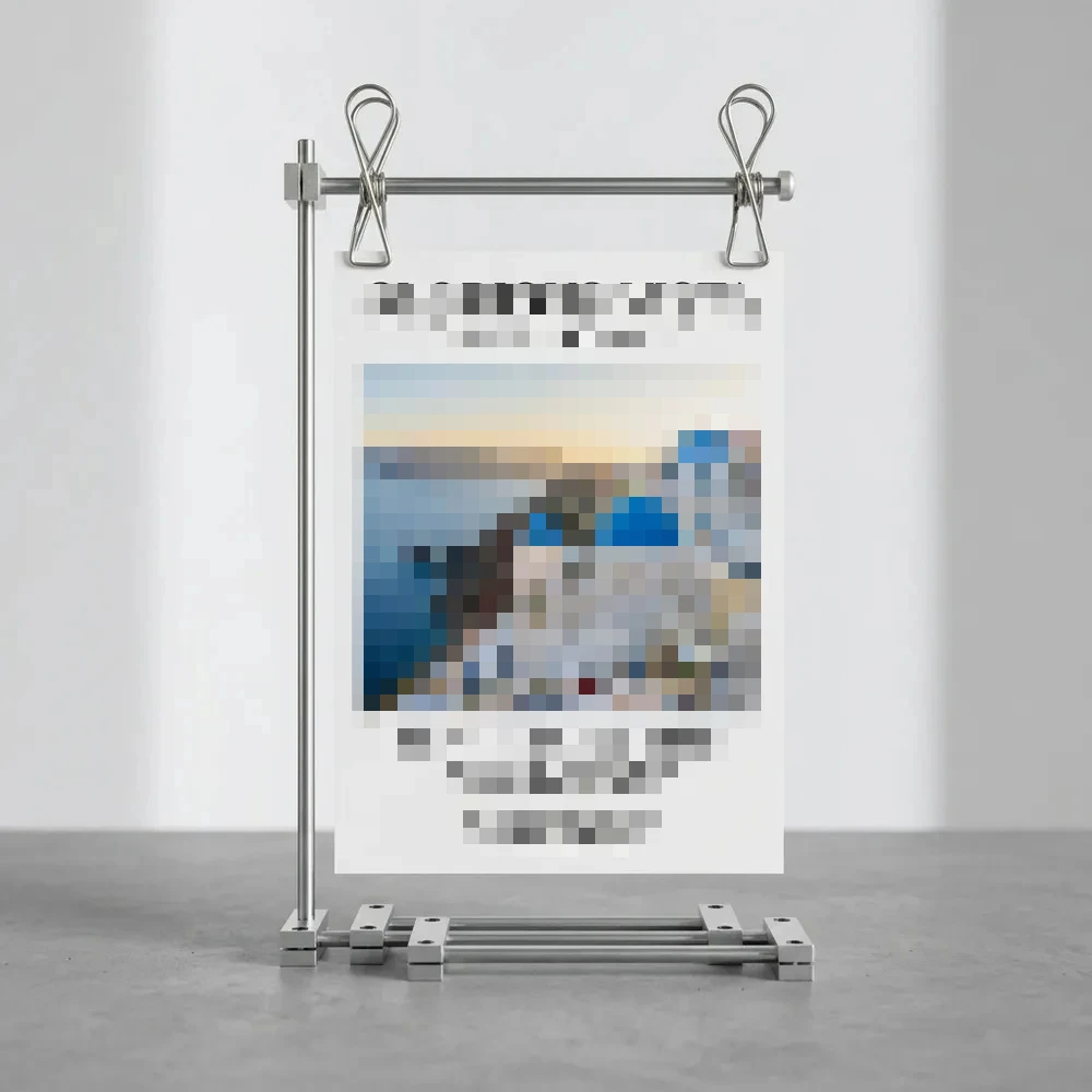 Poster/photo display frame/photo holder, all metal, desktop style, suitable for A4 size, industrial and Bauhaus style.