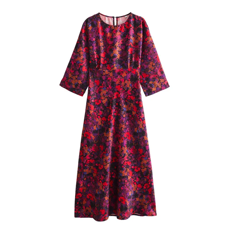 

2025 Popular Spring New Women's Clothing Printing Fashionable Simple and Elegant Midi Skirt Dress