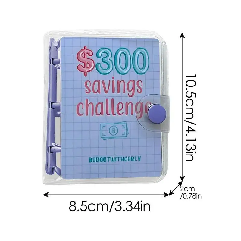 Mini Clear Binder Savings Challeng $150/300/500/1000 Saving Money Budgets Cash Envelope Wallet Budget Binder Notebook Planners