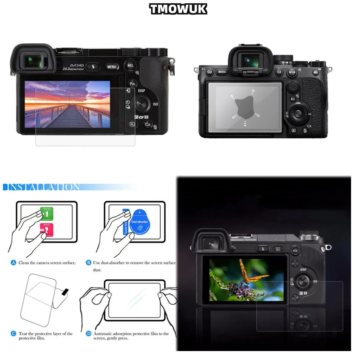 

For A7RII A7RIII A7R4 A7R4A A7SMII A7RMII A7MII A7MIII, Quick Install Screen Protector, No Air Bubbles