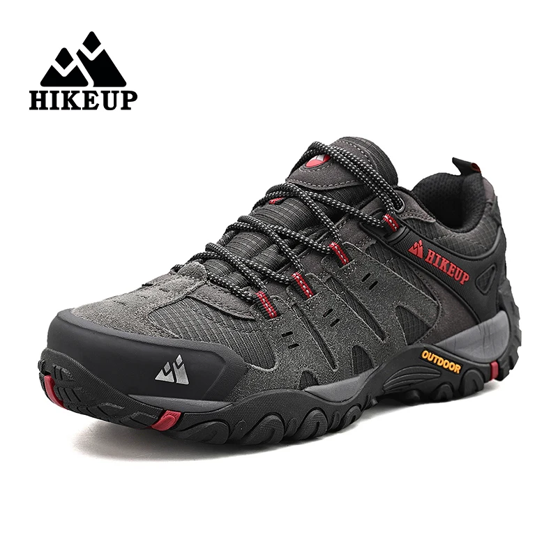 Zapatos de senderismo HIKEUP para hombre, zapatos de exterior de piel de ante, zapatillas tácticas resistentes al desgaste para senderismo, caminar y cazar