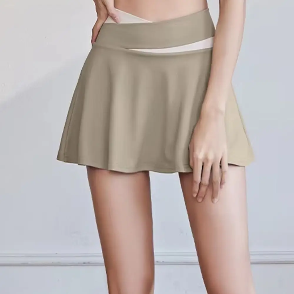 

Seamless Cross-waist Women's Tennis Skirts Soft Stretchy Lightweight Women Dress Quick Dry High Waist Sport Golf Skirt Yoga