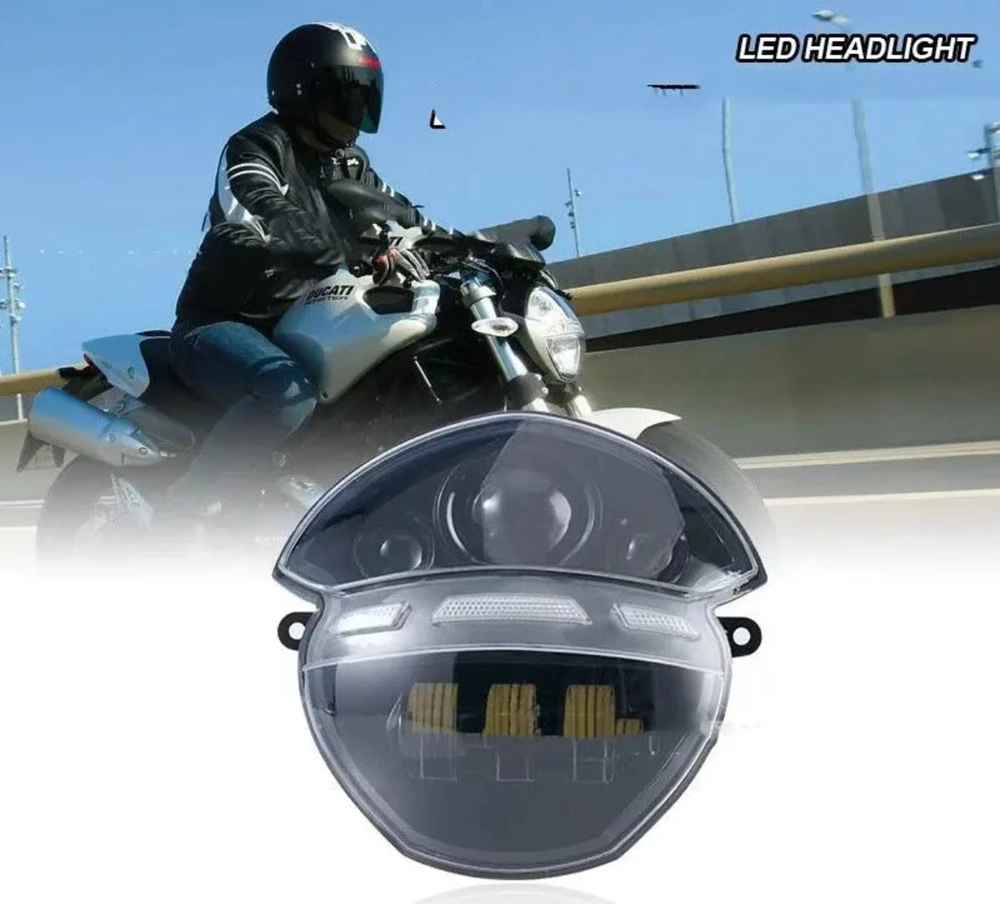 Motorcycle Front Headlight Led DRL Hi/LO Beam For Ducati Monster 695 696 795 796 1100 1100S M1000 2008-2015