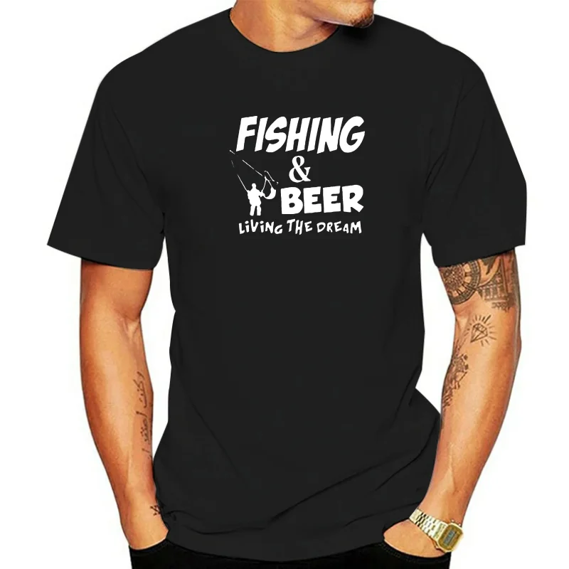 Fishings Match Cotton T-Shirts Fishinger Beer Fish Living The Dream Fisherman Printing Tshirt Short Sleeves Tops Plus Size