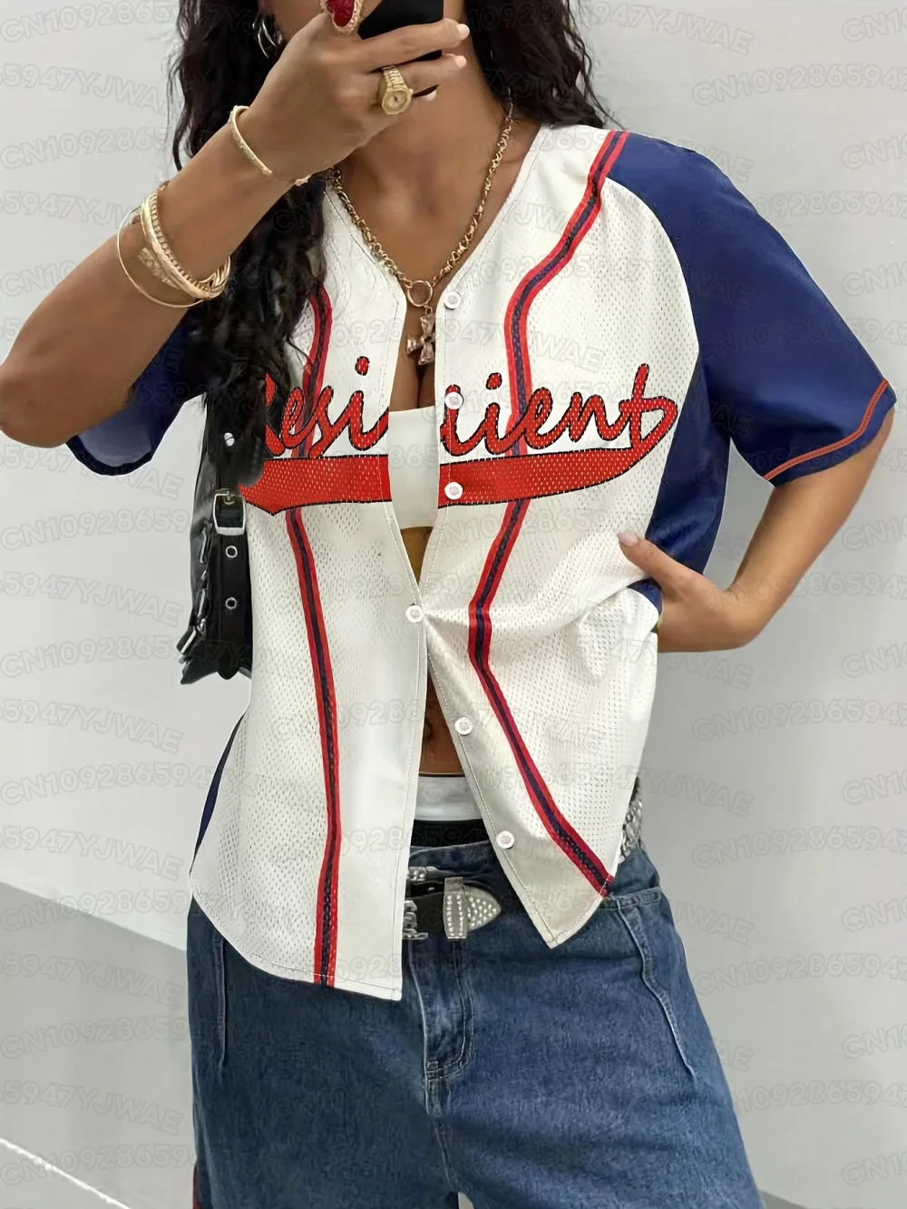 Women's Men's American Hip-Hop Hot Street Dance Athletic Quick-Dry Sports Baseball Baseball Uniform Short-Sleeve T-Shirt
