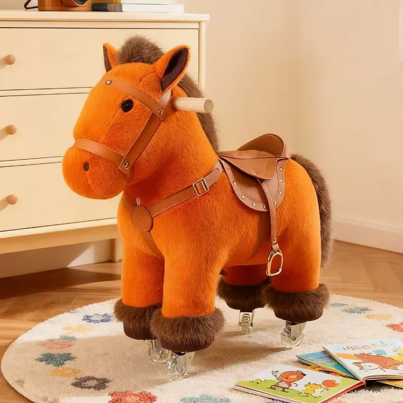 Riding Le Fleece Horse Seat Bench Sliding Living Room Decoration Ornament Cartoon Stool Children's Gift