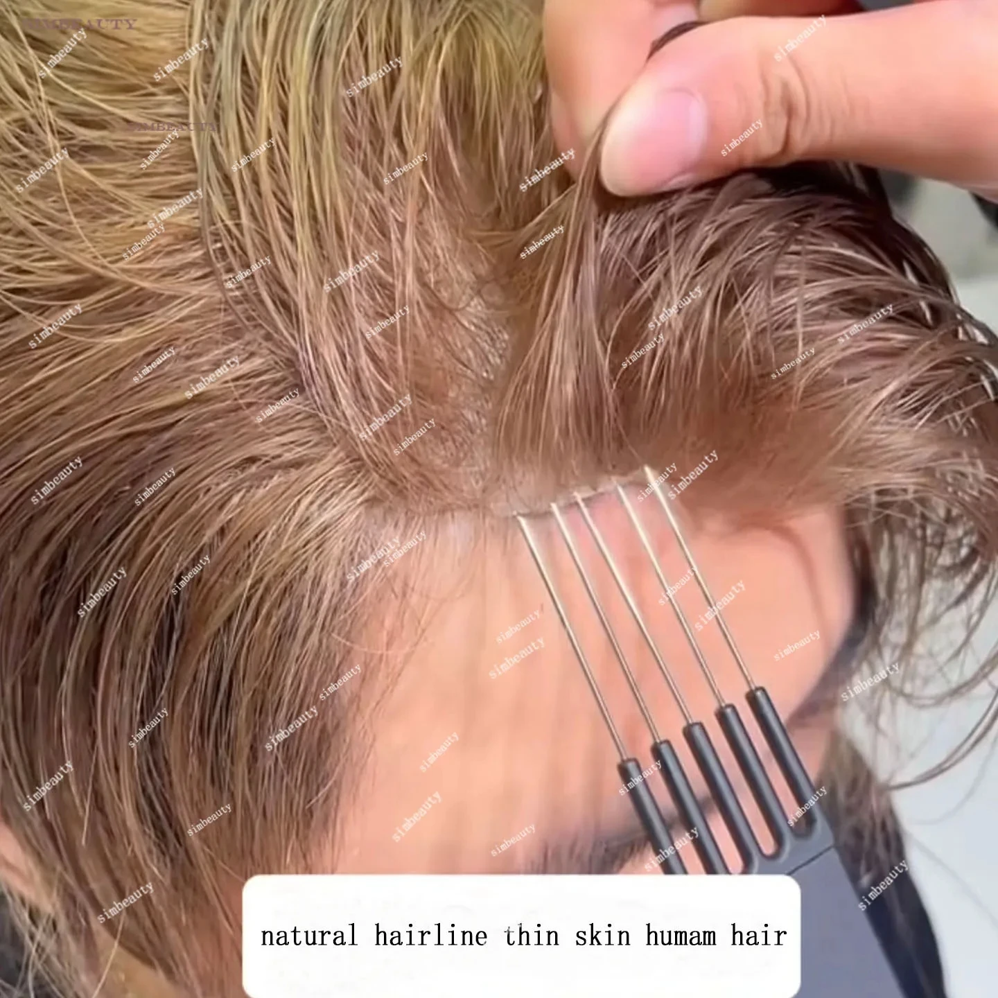 

Мужской парик из ультратонкой кожи 0,06 мм, незаметный, натуральная линия роста волос, коричневый, блонд, серый, 100% человеческие волосы, невидимая система протезов