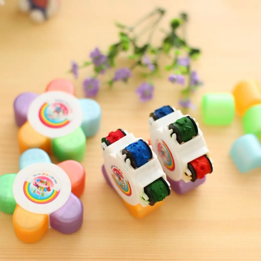 Colorful Stamp Seal Preschool Funny Toy Learning Cartoon DIY Roller Drawing Diary Tool for Kids Ink Pad Gift