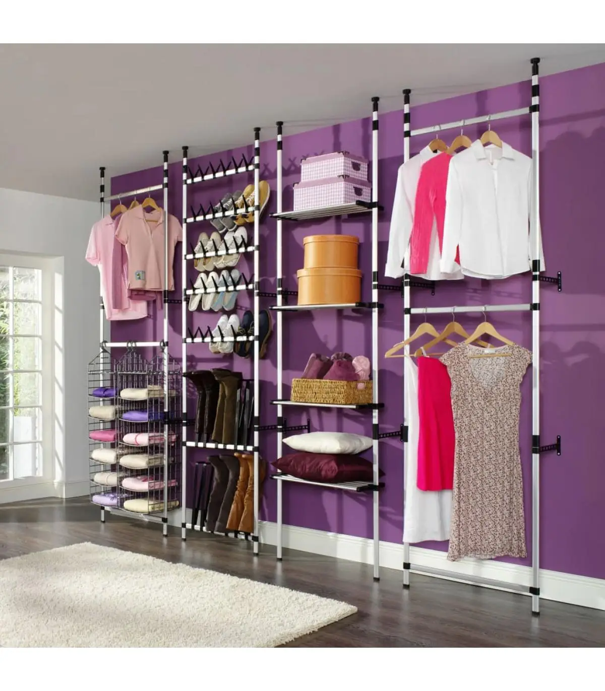 Wardrobe cabinets telescopic wardrobe with aluminum bars