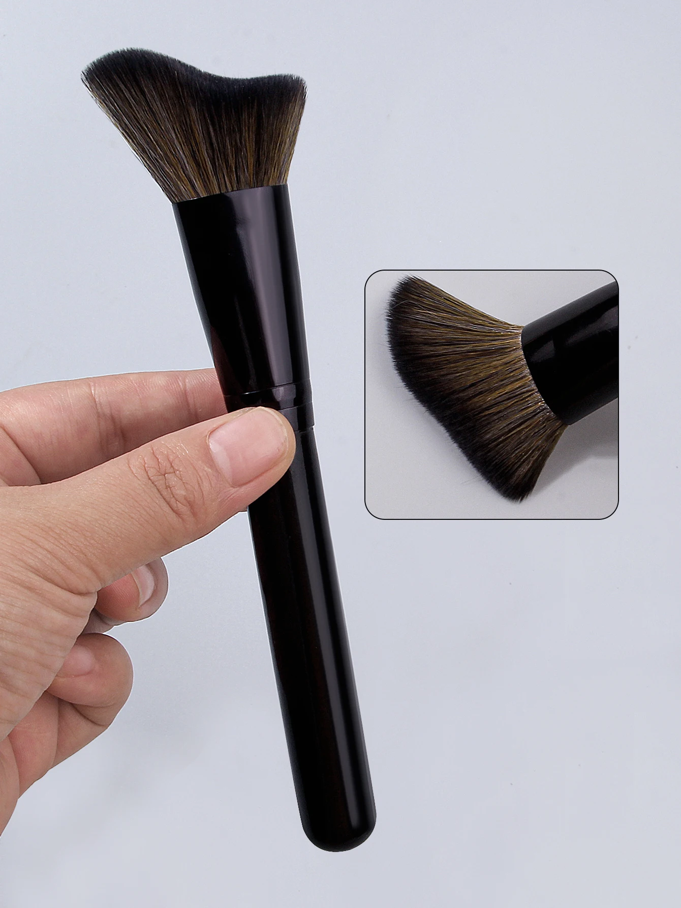 2PCS irregular-shaped flat-head brush head, soft contouring blush powder, multi-purpose portable facial makeup brush tool