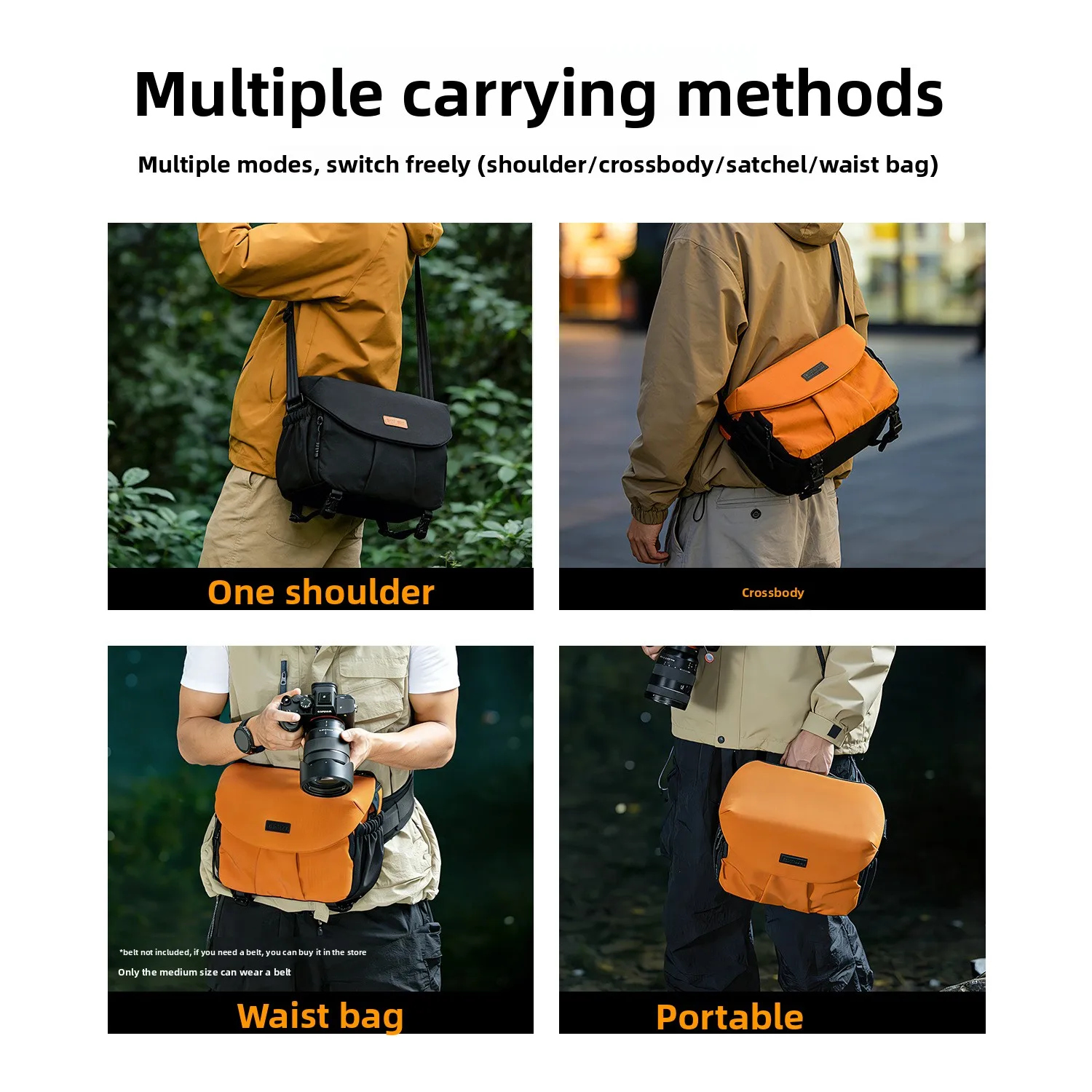 Fashion shoulder camera bag, large capacity trend casual camera storage SLR camera bag