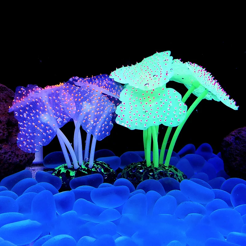 Environmentally Friendly Silicone Simulation Coral Fluorescent Aquarium Decoration Landscape Ornament Fish Tank Decoration Coral