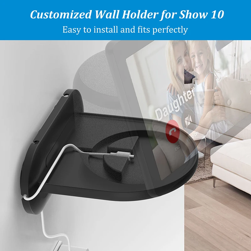 حامل PlusAcc لـ Echo Show 10 مثبت على الحائط مع حامل ملحقات مكبر الصوت المدمج لإدارة الكابلات وتوفير المساحة