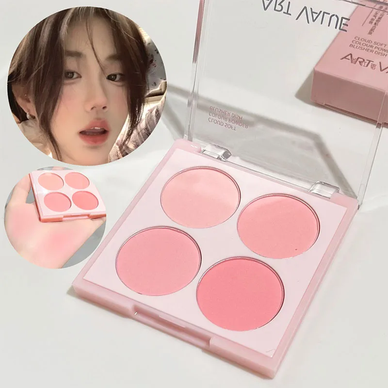 4-Color Natural Blush Powder Palette Peach Long Lasting Korean Makeup Contour Blusher Rouge Brighten Cheek Tint Face Cosmetics