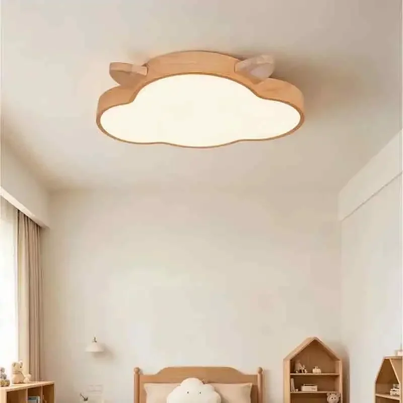 Stylish Modern Cute Cartoon Pink Cat Eared Cloud LED Home Ceiling Light Art Lustre Lamps for Living Room Decoration Chandelier
