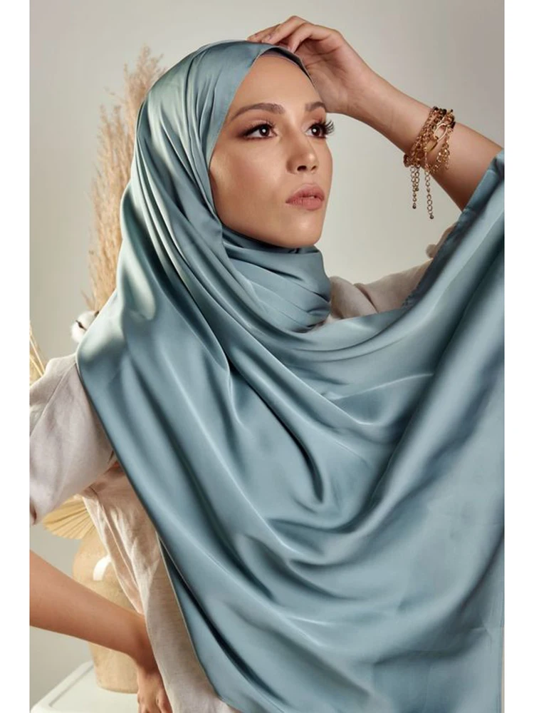 Silk Satin Hijab Scarf Muslim Women Veil Headwraps Shawls Islam Silk Headscarf Muslim Fashion Islam Clothing Ramadan