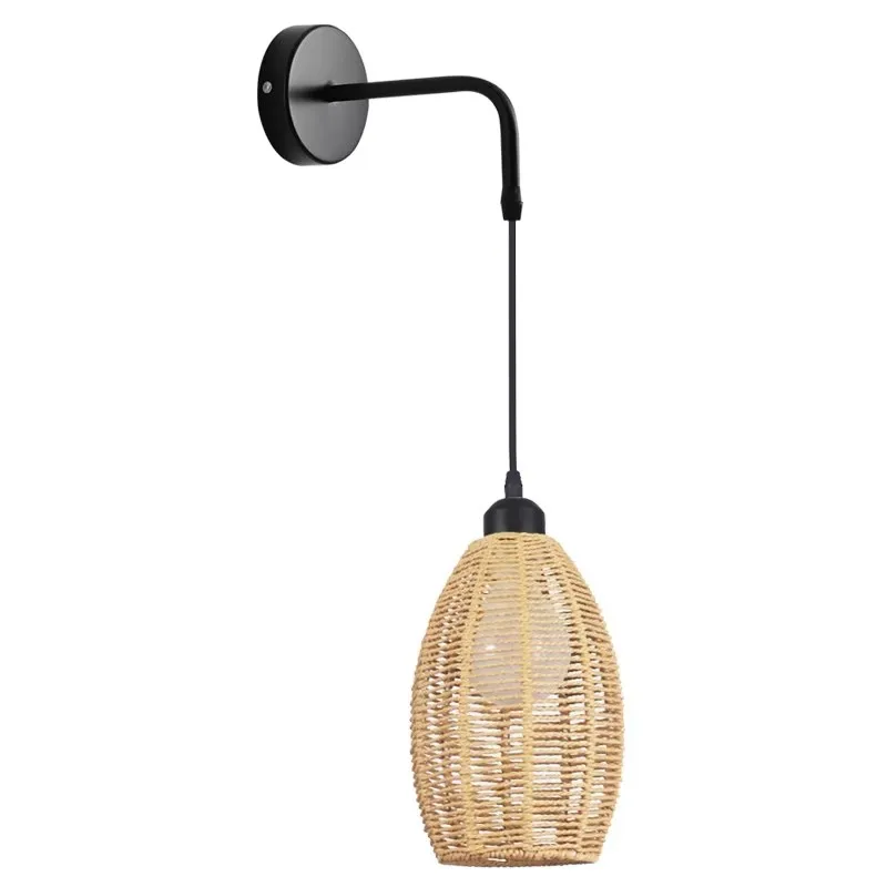 Retro American hand woven Wall Lamp Hotel Bedside Lamp Living Room Restaurant Bedroom aisle hemp rope Cage Wall Lights Bra
