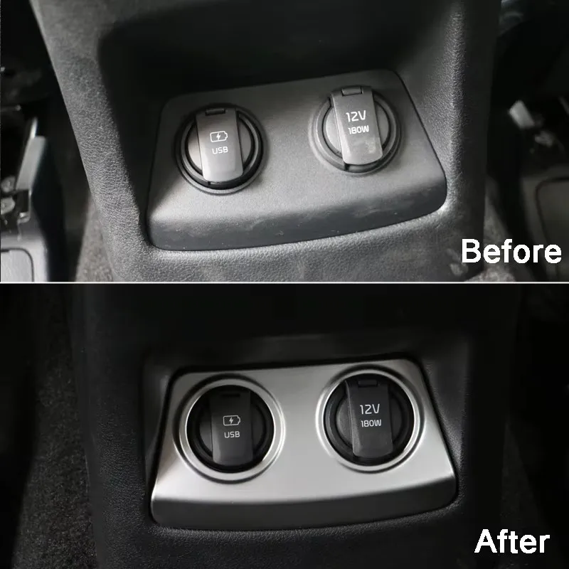 For Kia Sportage 4 QL 2016 2017 2018 2019 2020 2021 ABS Car Cigarette Lighter USB Port Trim Sequins Cover Sticker Accessories - view 2