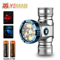 YEMAO T755 Powerful LED Flashlight Rechargeable Headlight 3000 Lumens Lampe Frontale Double 21700 Battery Head Torch  HeadLamp