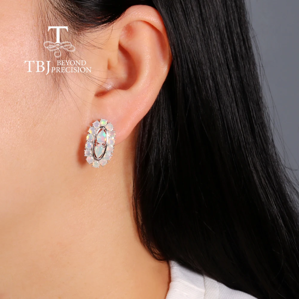 Shinning Opal silver earrings with 3.5ct natural gemstones quality jewelry for women mom birthday party gift image 3