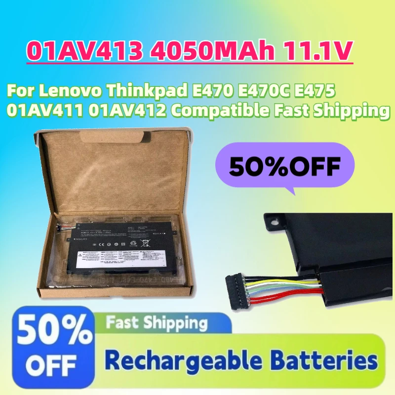 

In Stock New 01AV413 4050MAh 11.1V Laptop Battery for Lenovo Thinkpad E470 E470C E475 01AV411 01AV412 Compatible Fast Shipping
