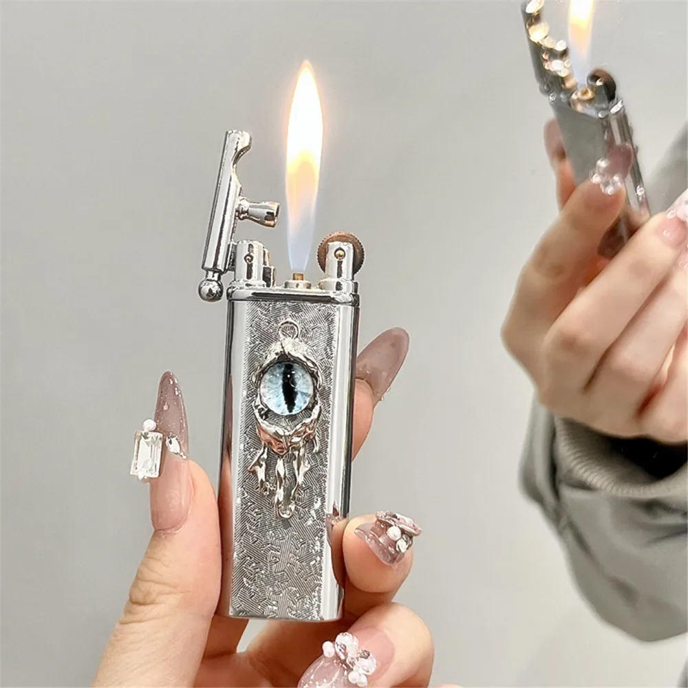 HOT High-end Handmade Retro Cross GAS Lighter with Metal Grinding Wheel and Open Flame Portable Lighter Smoking Gift