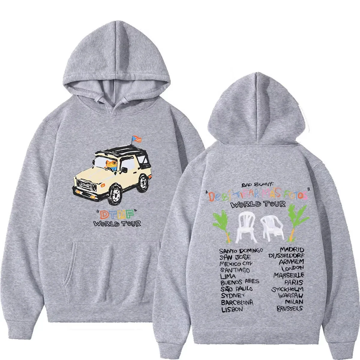 Rapper Bad Bunny Debi Tirar Mas Fotos DTMF Print Hoodie Men Women Fashion Hip Hop Sweatshirts Casual Aesthetic Trend Pullover