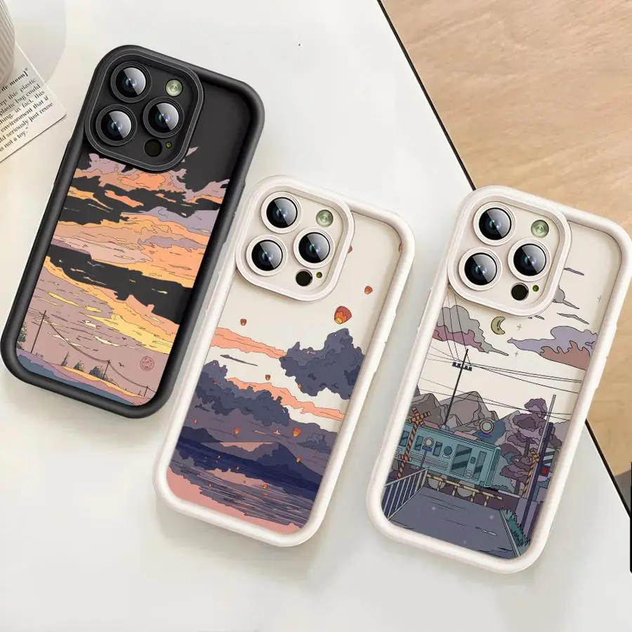 Summer Sky Suspension Case For Apple iPhone 14 16 15 11 13 Pro Max 12 11Plus 14Pro Silicone Soft Phone Cover