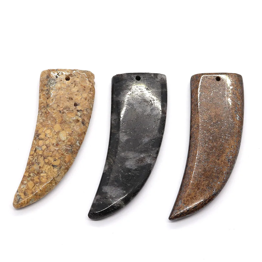 

Natural Stone Wolf Tooth Shape Pendants for Jewelry Making DIY Necklace Earrings Bull Horns Shape Accessories Charms Supplies