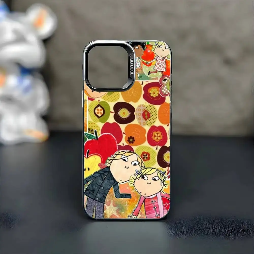 C-Charlie And L-Lola Anime Phone Case For iPhone17,16,15,14,13,12,11 Plus,Pro Max Black Matte Shockproof Cover