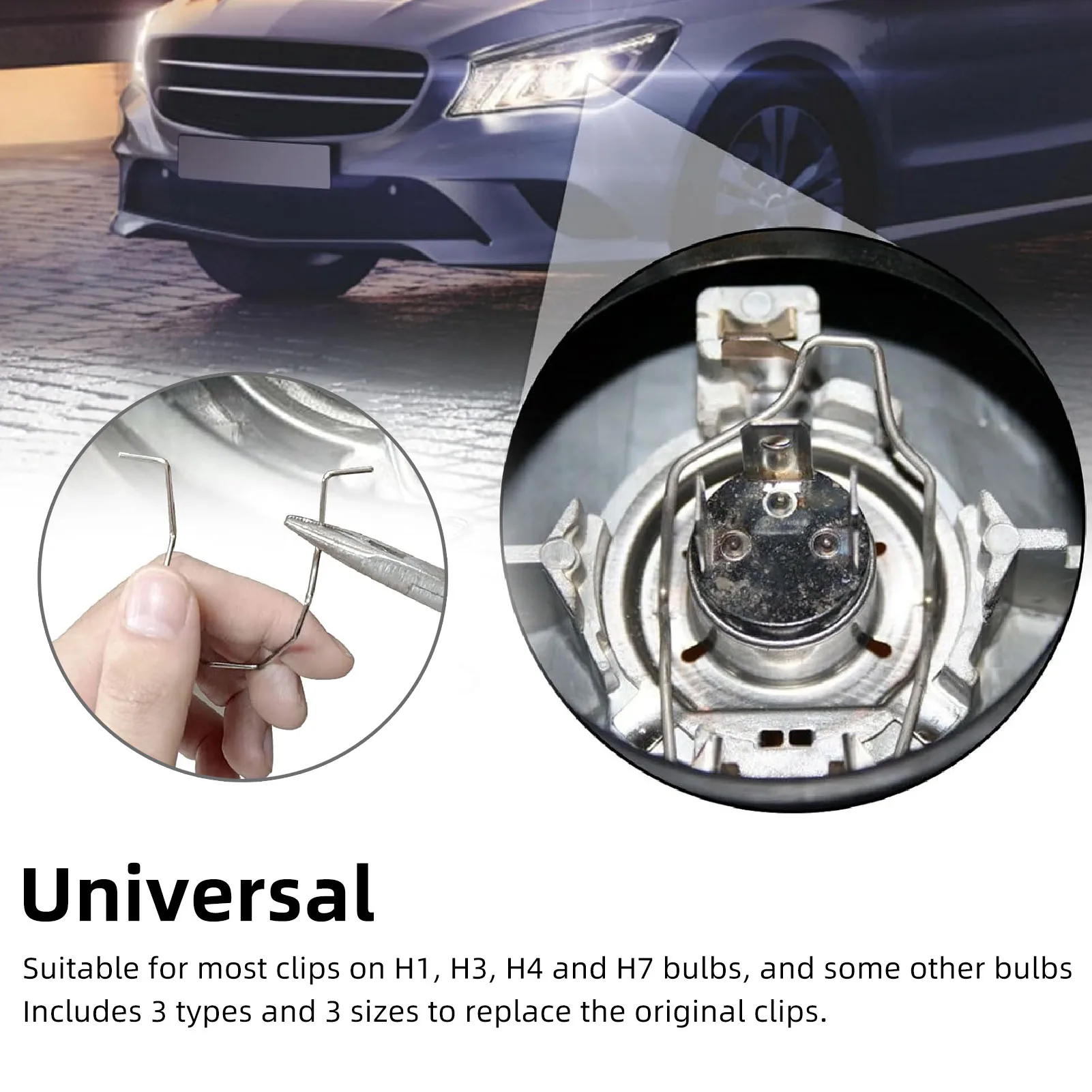 Bulb Retaining Spring Clips High Strength  Car Headlight Spring Clamp Stainless Steel for H1 H3 H4 H7 Bulbs