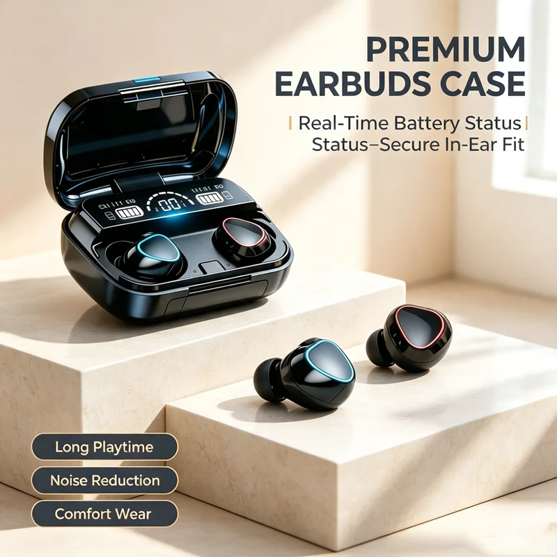 Bluetooth headset M10 hands-free LED Dispay headset Bluetooth HiFi stereo music wireless earplug game headset