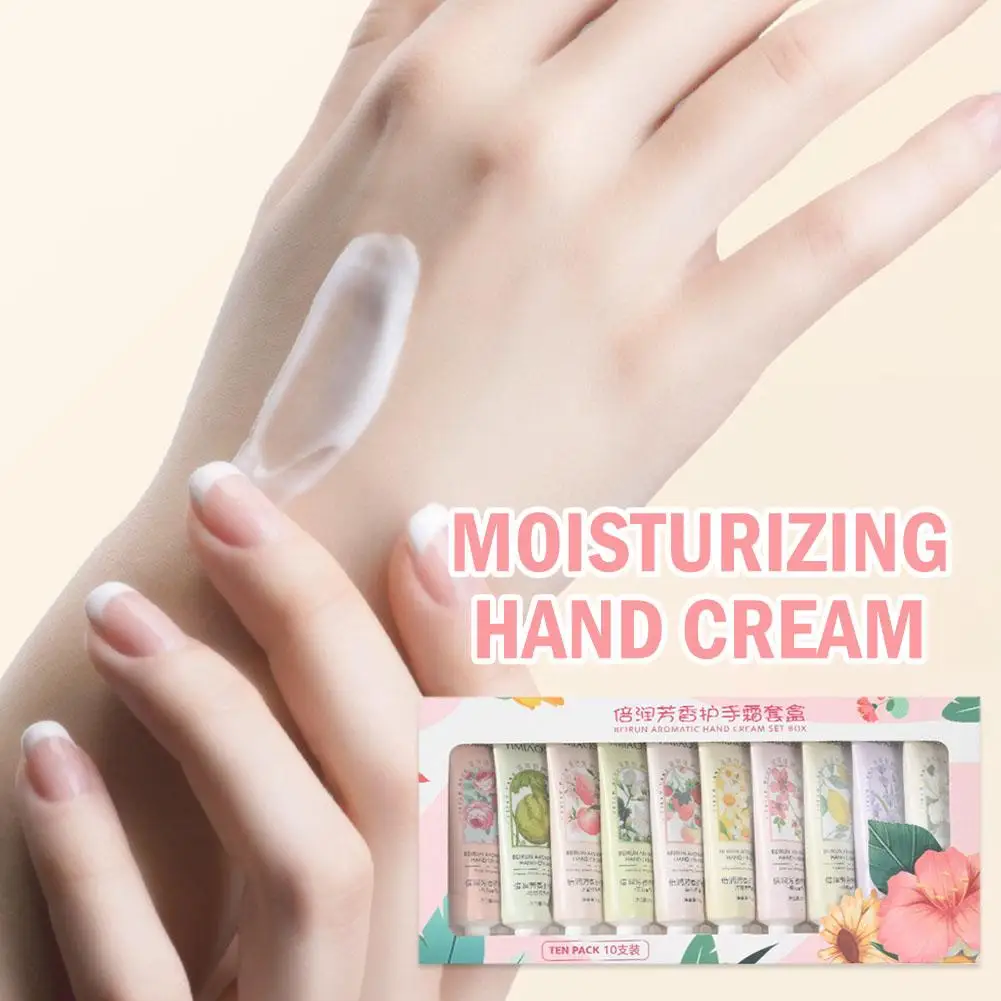 10pcs/set Fruity Flowery Hand Cream Deep Moisturizing Anti Chap Repair Rough Skin Hand Lotion Hands Beauty Care Cream Sets