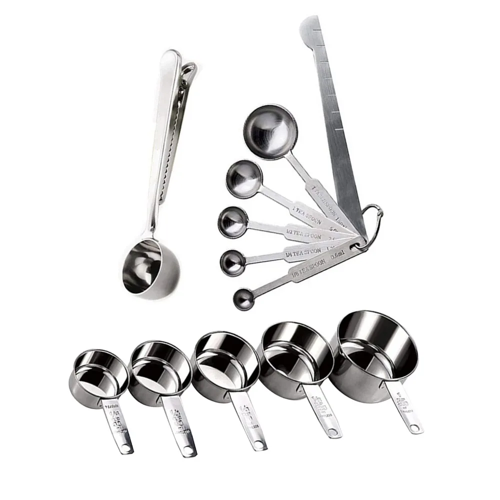 Stainless Steel Measuring Cups Spoons Set Clear Measurement Marking Nested Stackable Measuring Spoon Restaurant Grade