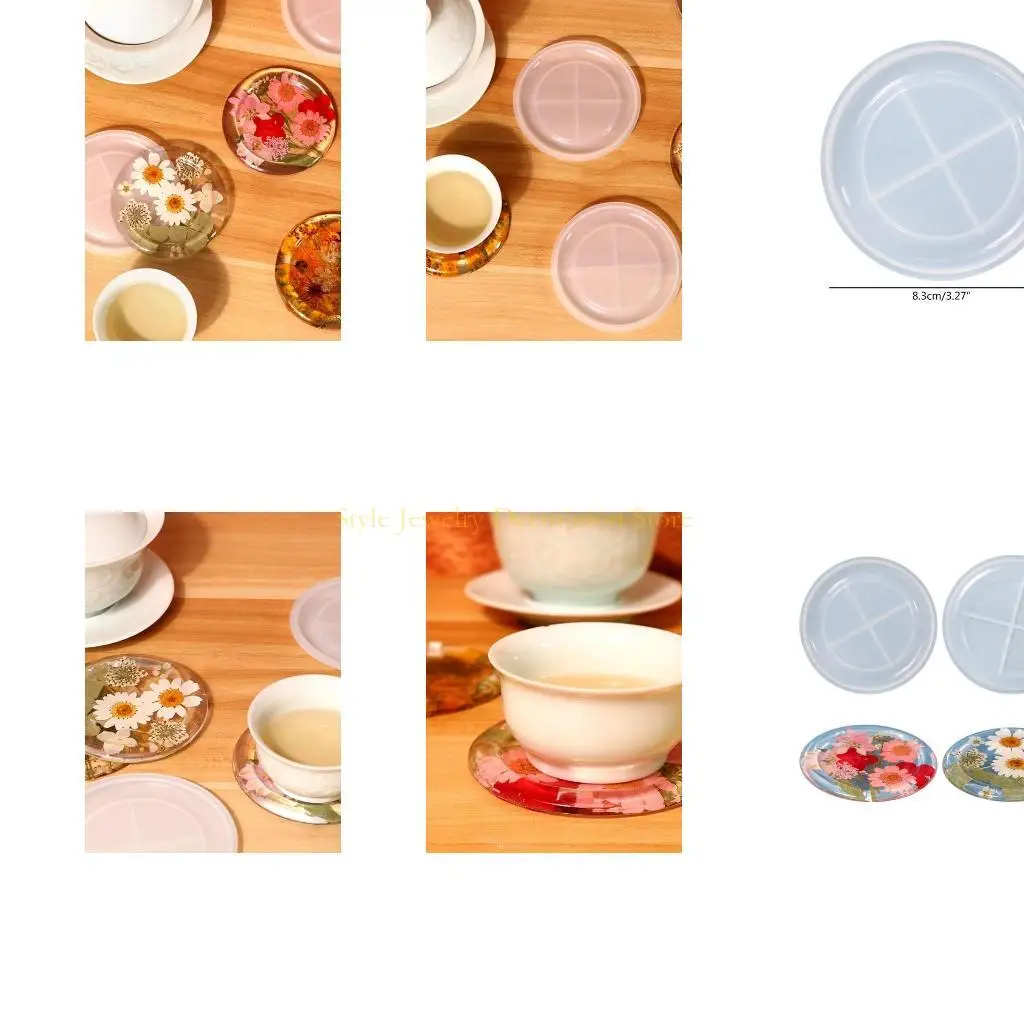 

D46E Epoxy Resin Molds Round Small Tea-Cup Silicone Molds DIY Crafts Ornament Tool for DIY Resin Artwork, Home Decor