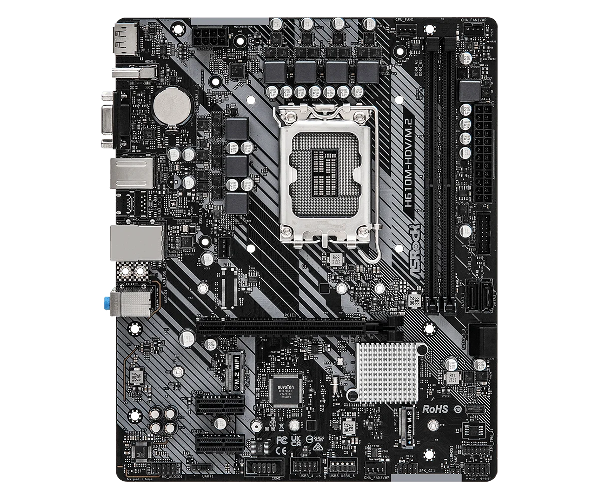 ASROCK H610M-HDV/M.2 Motherboard 2xDDR4 Intel H610 LGA1700 Micro ATX support i7-14700 14100 13700 13490 12900 cpu