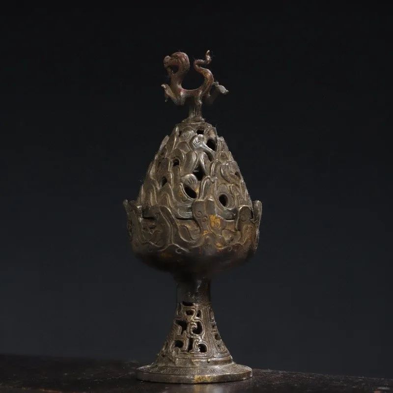 Hand-Carved Wood Dragon Boshan Incense Burner - 9.4