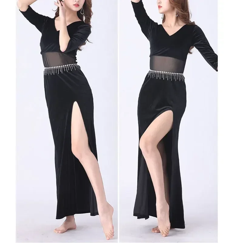 Frauen Bauchtanz Lektion tragen Set Übung Tanz kleidung Bauchtanz koreanische Tanz kostüm verschüttete Kleid Outfit Kleidung Anzüge