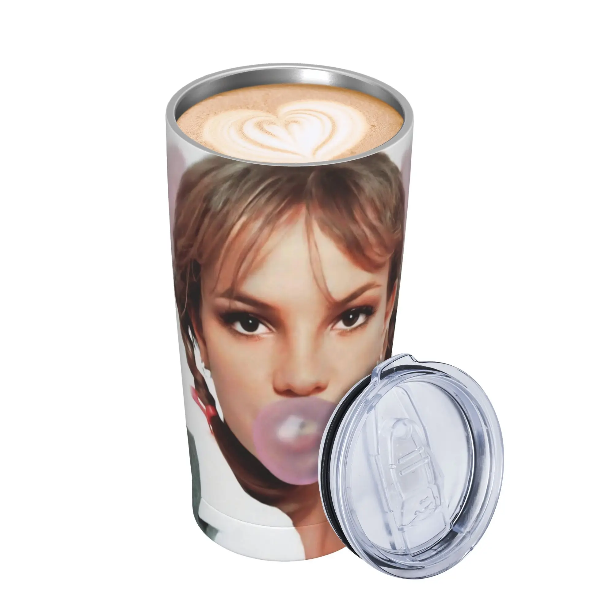 Singer Britney Spears Insulated Tumbler with Straws  Stainless Steel Coffee Mugs Double Wall Car Bottle Cup 20oz