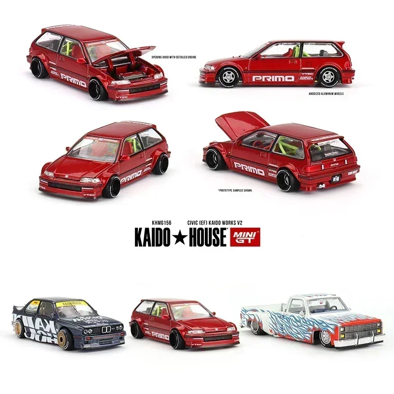 

MINIGT KHMG156 1:64 Civic EF Red Openable Hood Diecast Car Model Kaido House