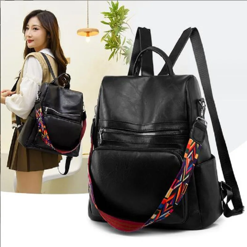 2025 New Fashion Backpack Women High Quality Leather Shoulder Bags Large Capacity Travel Backpacks Anti-theft Design School Bag