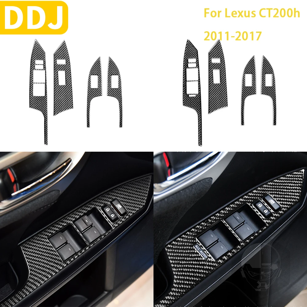 For Lexus CT 200h 2011 2012 2013 2014 2015 2016 2017 Accessories Carbon Fiber Interior Window Lift Trim Sticker Modification