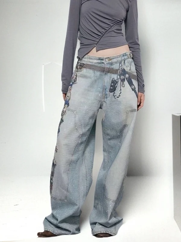 

High Waist Tie Dye Wide Leg Jeans Women's Personali High Waist Denim Pants Spring Autumn ular New Sle Loose Fit Trousers