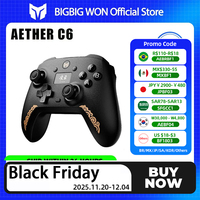 New Black BIGBIGWON Aether C6 Wireless Gaming Controller 1000Hz Dual-Hall Gamepads with Intelligent Control Screen for PC