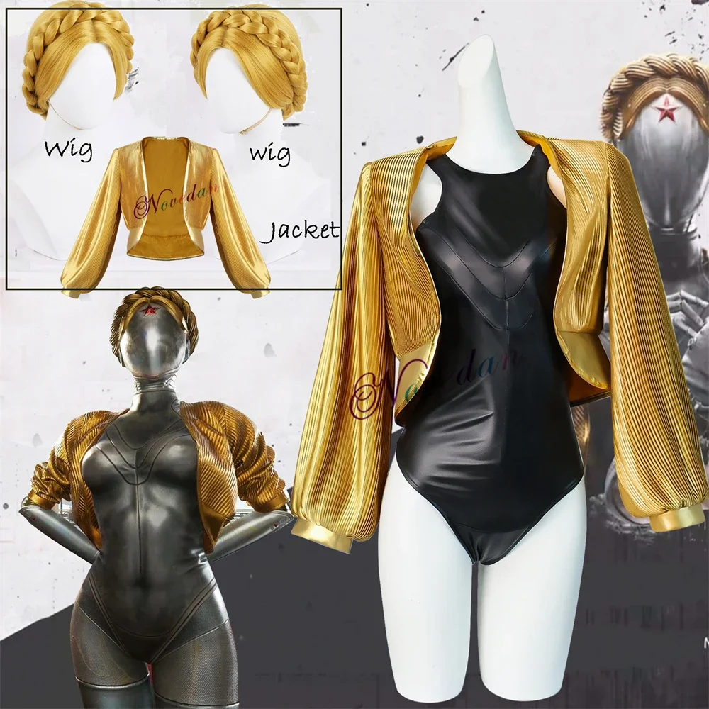 Game Atomic Heart Twins Cosplay Costume Balerina Twins Robot Doll Left Right Cosplay Jumpsuit Zentai Suit Bodysuit Jacket Wig