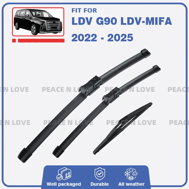 Car Front Rear Wiper Blades For LDV G90 LDV-MIFA Maxus-MIFA 2022 - 2025 Windshield Frameless Soft Rubber Windscreen Accessories