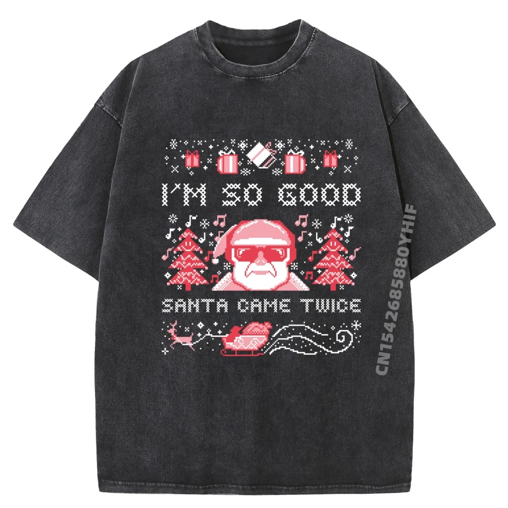 

Футболки с забавными рисунками, футболки с игрой Санта-Клауса, мужские топы и футболки, классические футболки, мужская винтажная стираная одежда