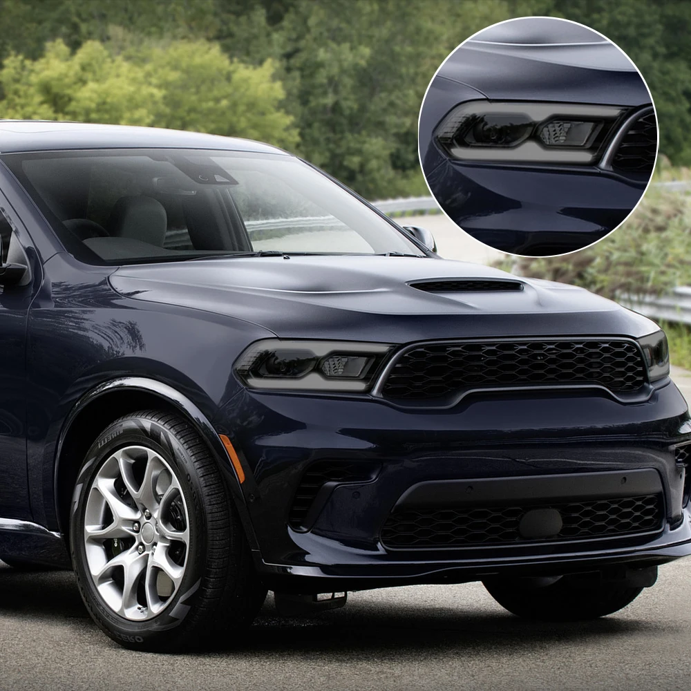 Car Headlight Protective Film for Dodge Durango 2021-2025 Smoke Black High-Gloss Pre Cut TPU PPF Anti-Scratch Vinyl Wrap Film