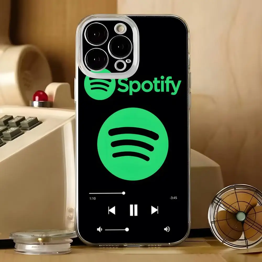 Funda Transparente para Teléfono con Diseño de Figuras Musicales de Spotify Premium para iPhone 16 15 14 13 12 11 Pro Max XR Plus