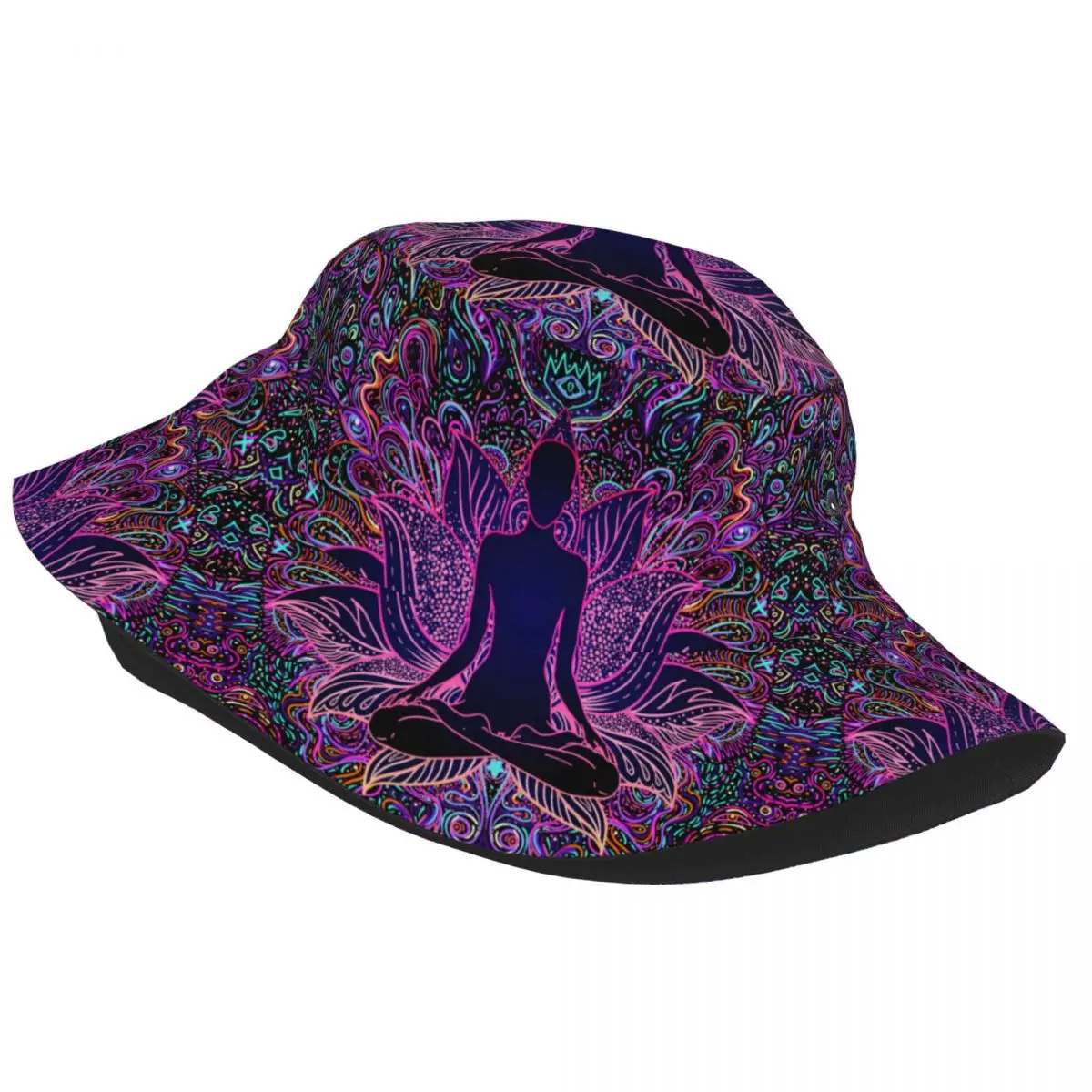 Indian Buddha Zen Mandala Bucket Hats Summer Beach Hatwear Fishing Fisherman Caps for Camping Girl Bob Hat UV Protection